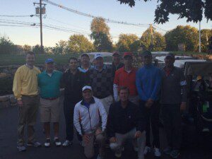 All of the golfers that participated in the golf marathon. Our golfer, Zach, is on the far right in the blue with the visor.