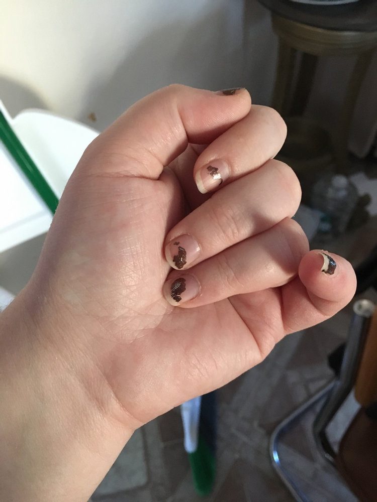 Hand curled in